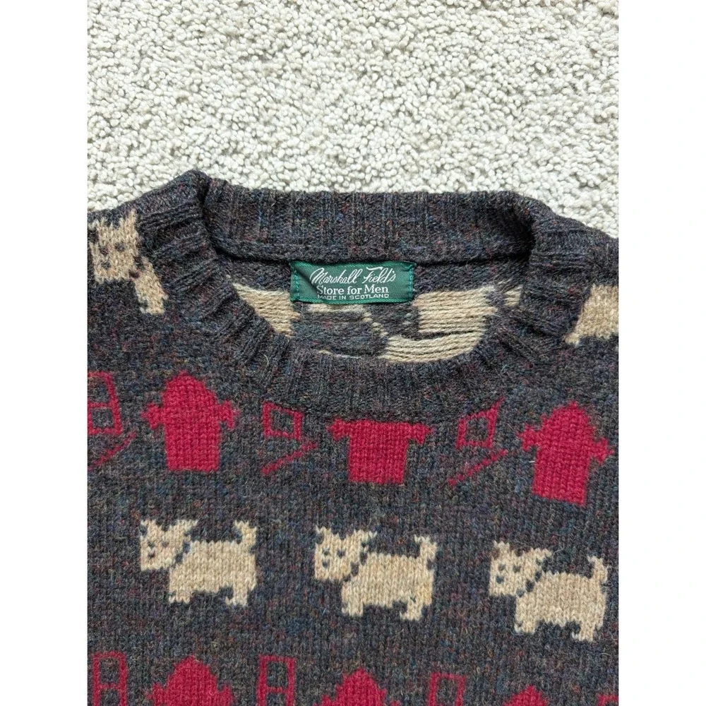 Vintage Marshall Field's Store for Men Made in Scotland Wool Scottie Dog Sweater